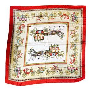 Horse Carriage Print 100% Silk Square Scarf